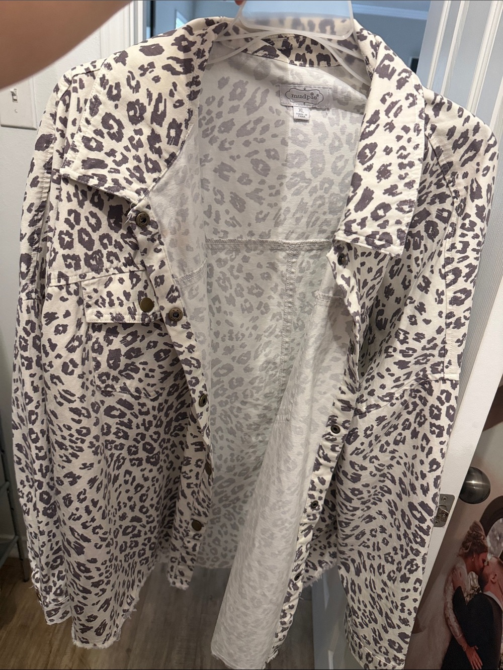 Mudpie Light Leopard Print Button-Front Shirt Jacket